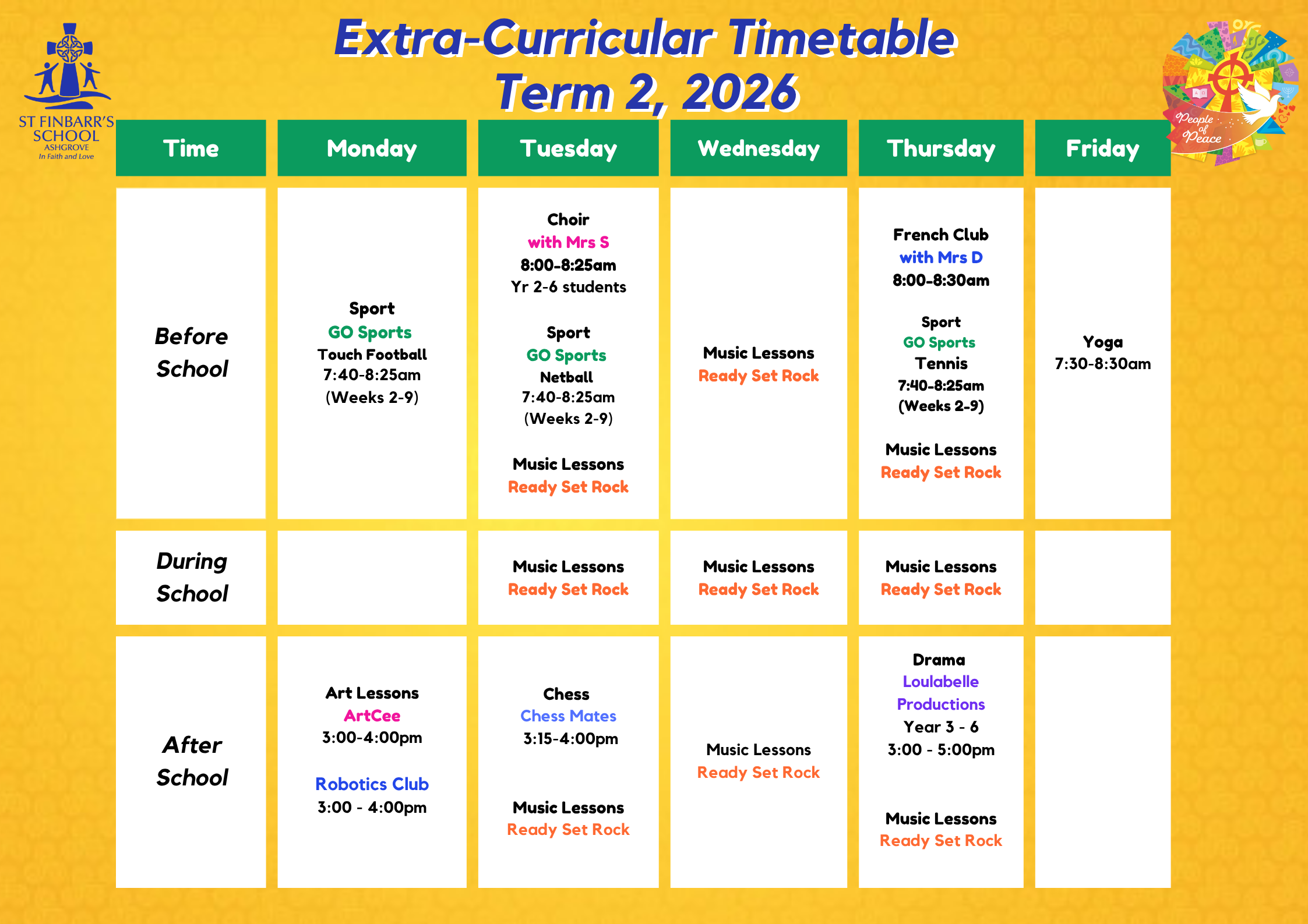 Term 2 Extra Curricular 